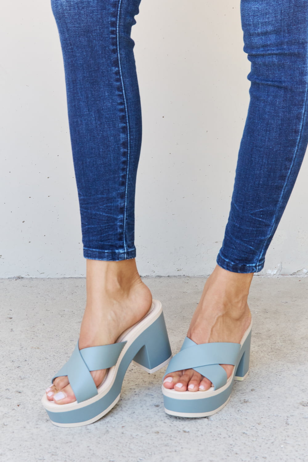 Weeboo Cherish The Moments Contrast Platform Sandals in Misty Blue - Luminous Bear Shop