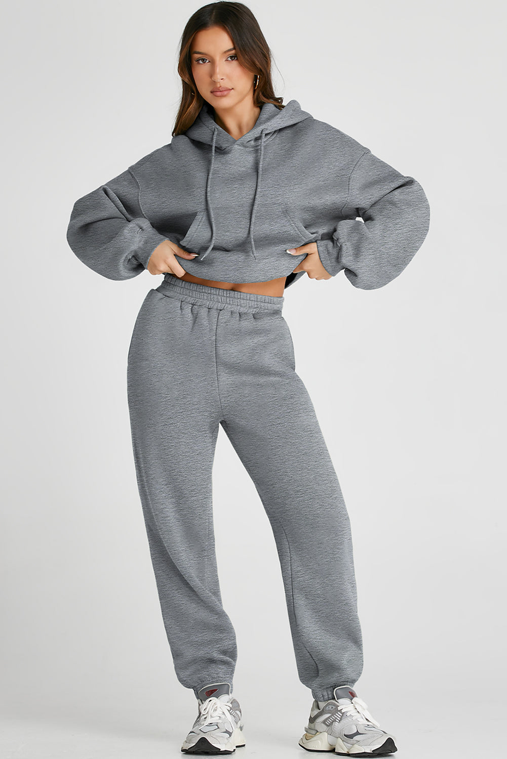 2 Pieces Matching Sweatsuit Set dropped Shoulder Hoodie and Joggers  