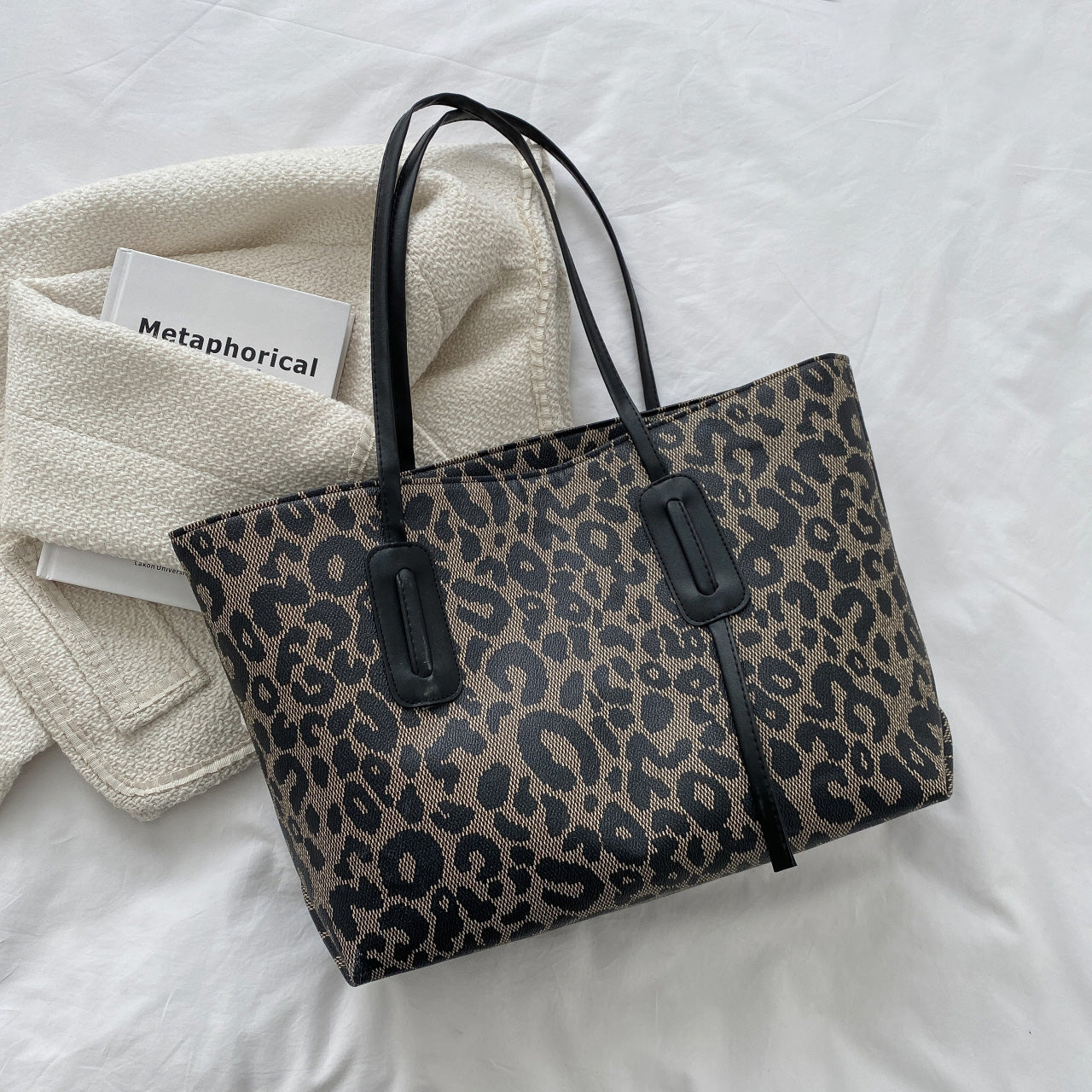 PU Leather Leopard Tote Bag - Luminous Bear Shop