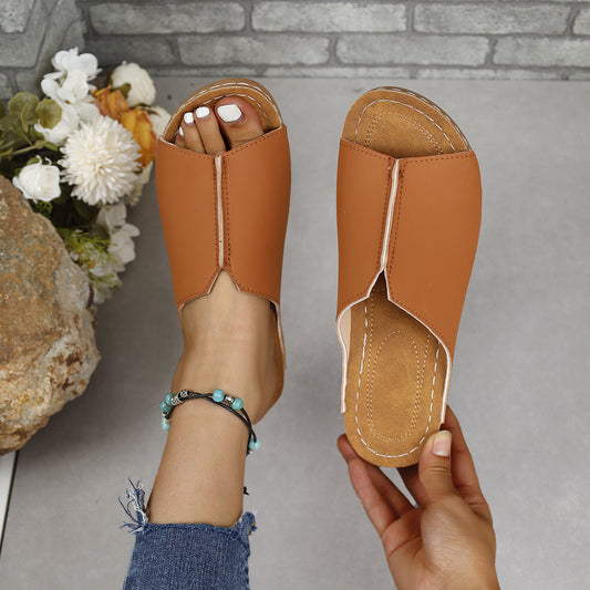 PU Leather Open Toe Sandals - Luminous Bear Shop