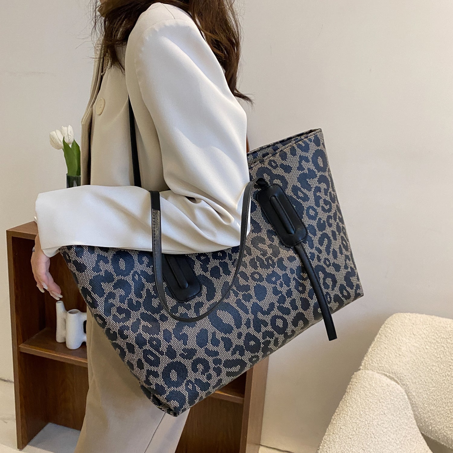 PU Leather Leopard Tote Bag - Luminous Bear Shop