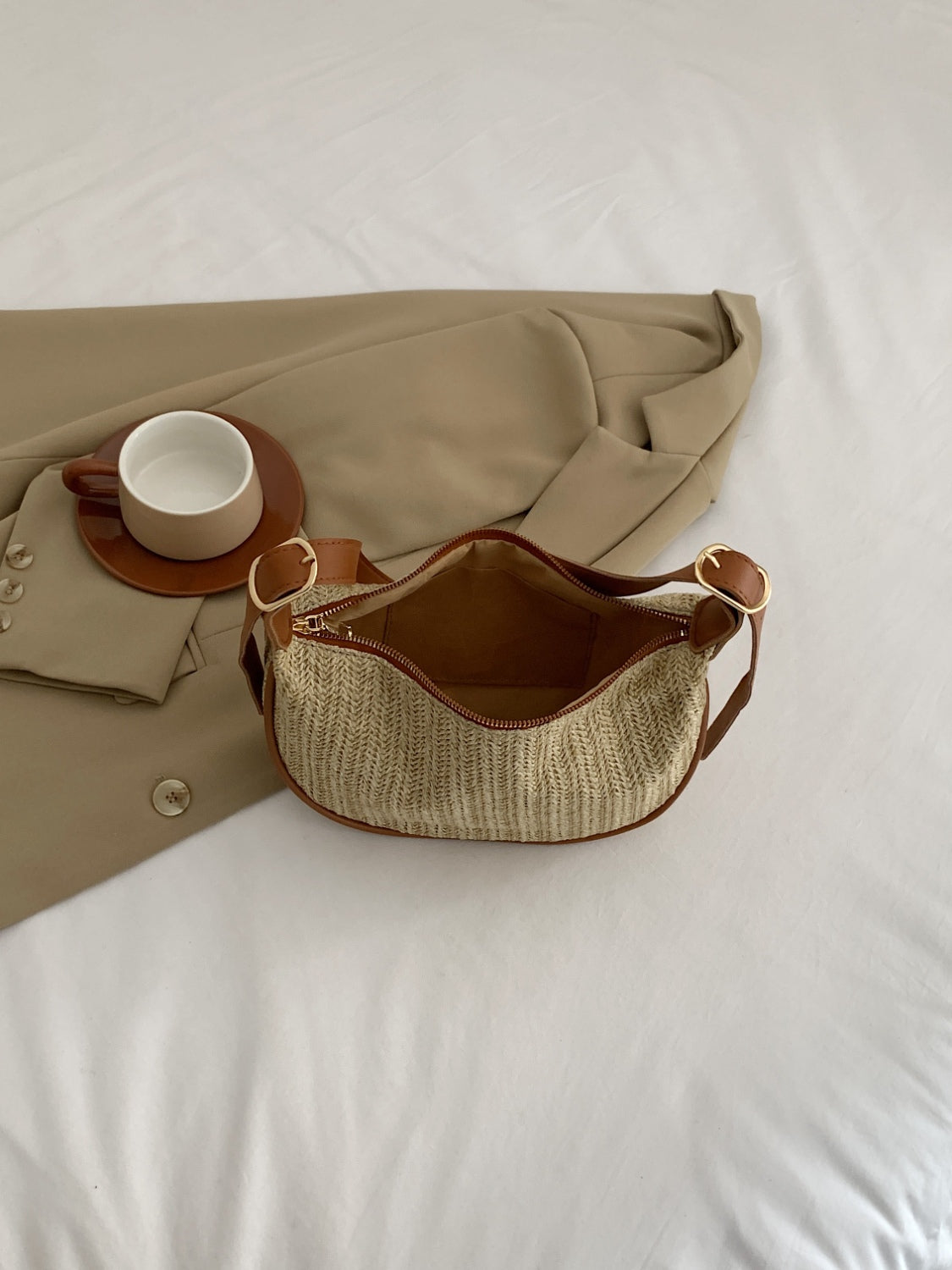 Straw Weave Adjustable Strap Shoulder Bag - Luminous Bear Shop