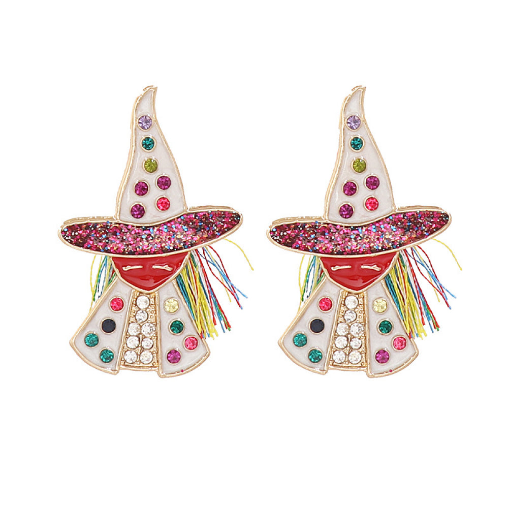 Witch Rhinestone Alloy Earrings - Luminous Bear Shop