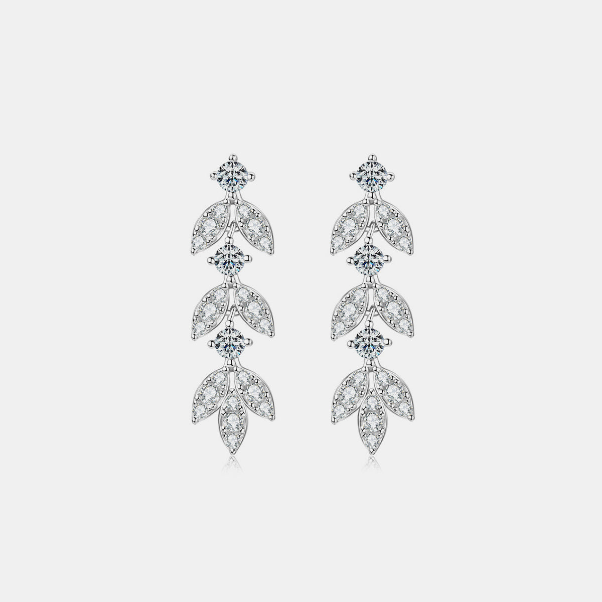 925 Sterling Silver Moissanite Leaf Earrings - Luminous Bear Shop