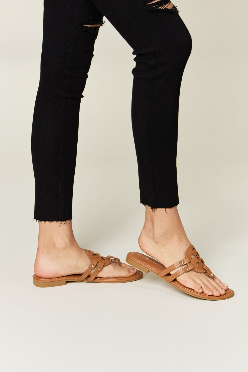Forever Link Cutout PU Leather Open Toe Sandals - Luminous Bear Shop