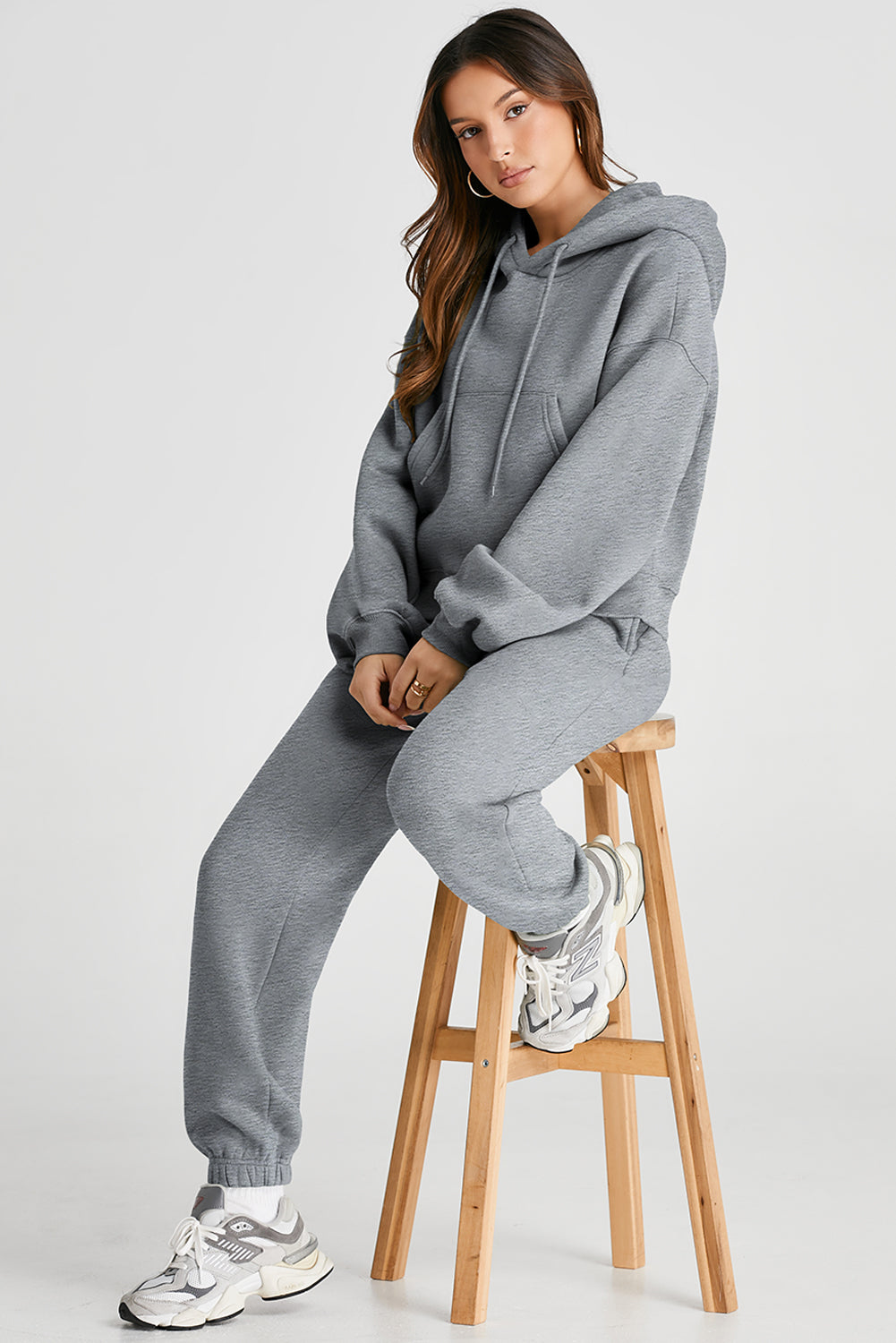 2 Pieces Matching Sweatsuit Set dropped Shoulder Hoodie and Joggers  