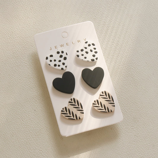 3 Piece Acrylic Heart Stud Earrings - Luminous Bear Shop