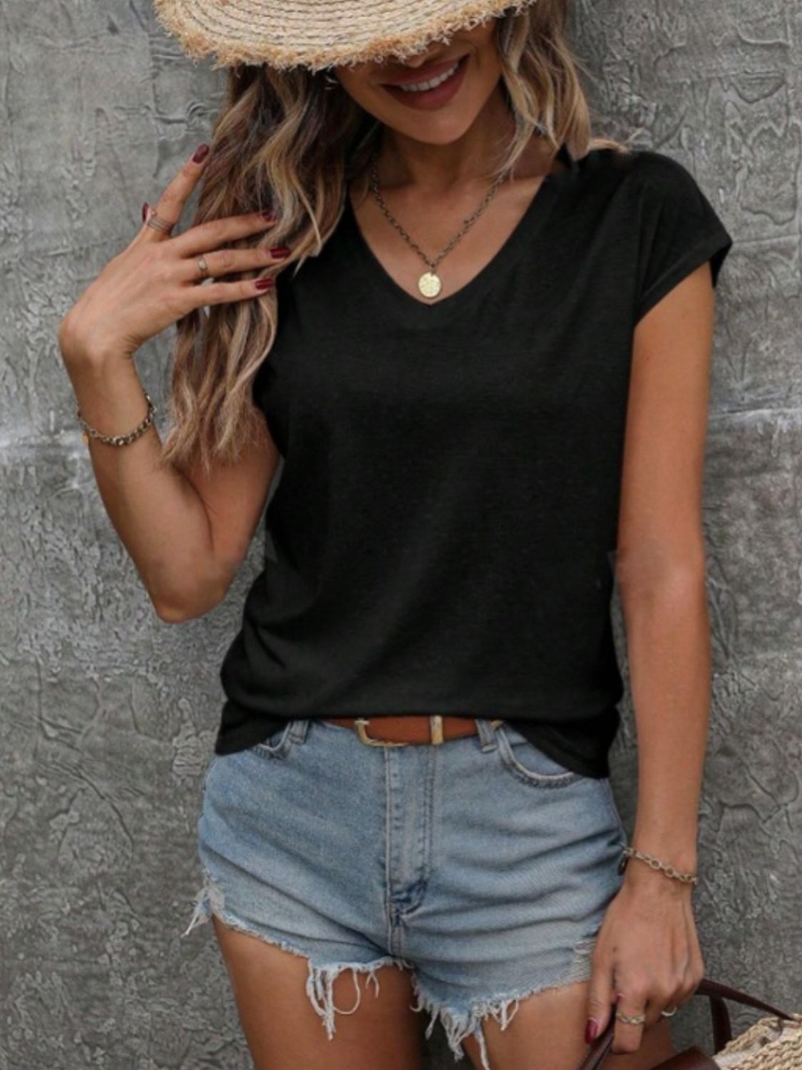 V-Neck Short Sleeve T-Shirt - Luminous Bear Shop