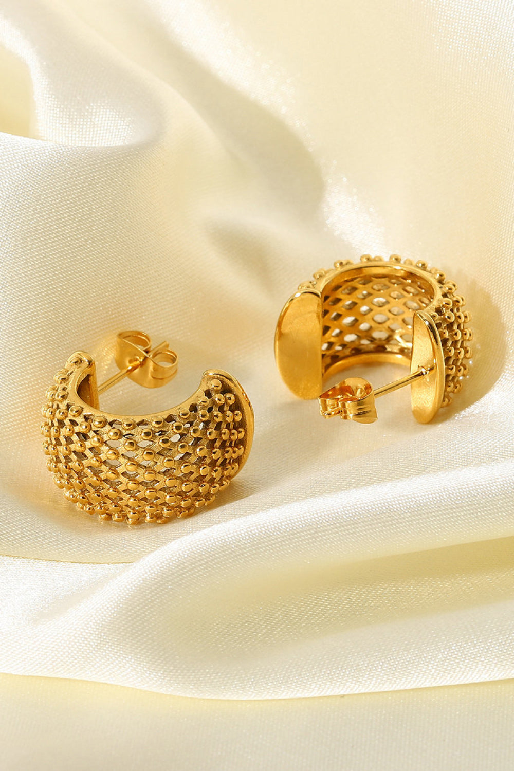 Mesh Half Hoop Earrings - Luminous Bear Shop