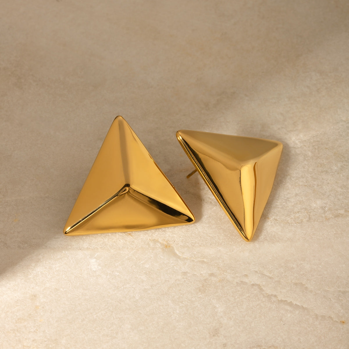 Stainless Steel 3D Triangle Earrings - Luminous Bear Shop