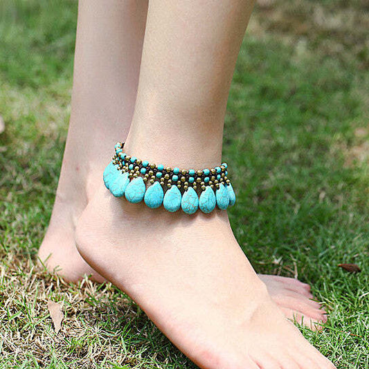 Zuni Anklets In Turquoise - Luminous Bear Shop