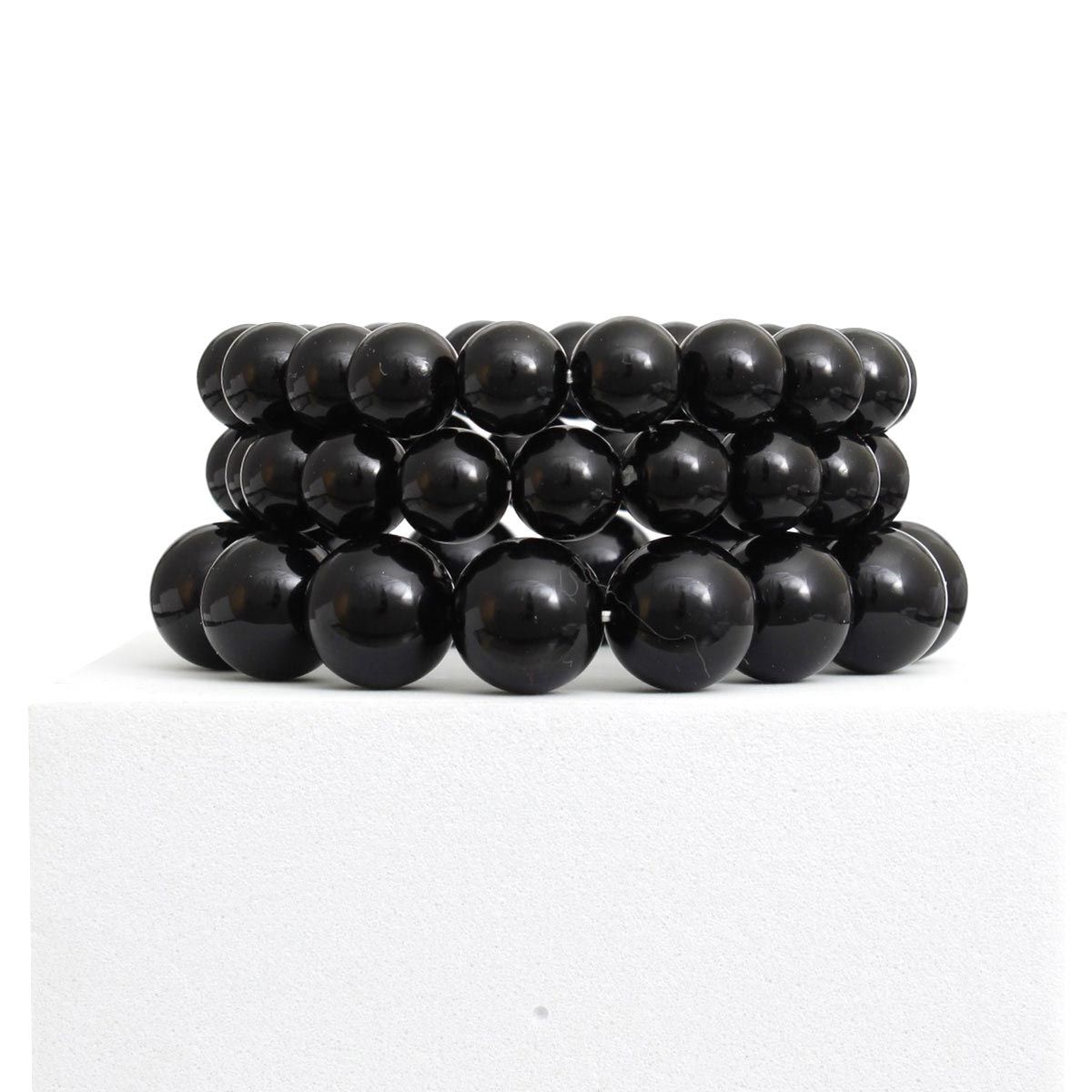 Bracelet Black Beaded 3 Pcs Set for Women - Luminous Bear Shop