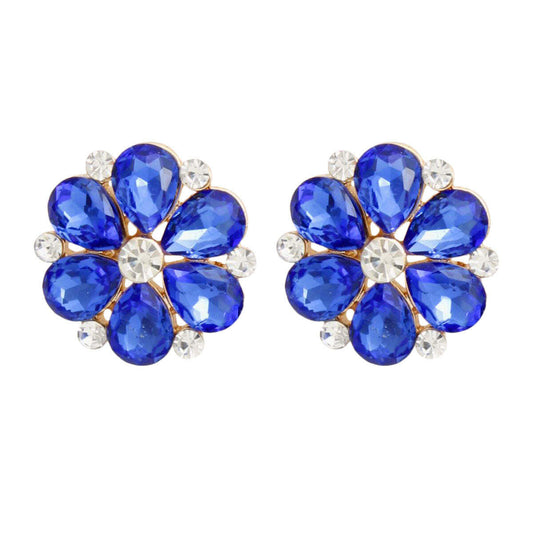 Stud Royal Blue Flower Small Stone Earrings Women - Luminous Bear Shop