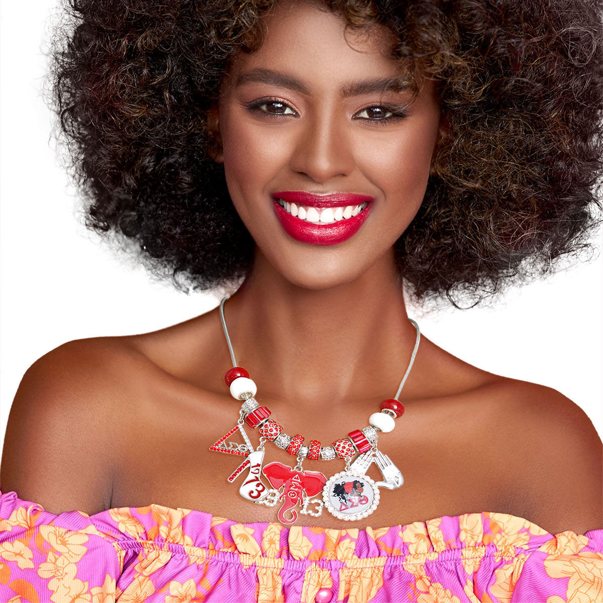 Red White DST Charm Necklace|18 inches - Luminous Bear Shop