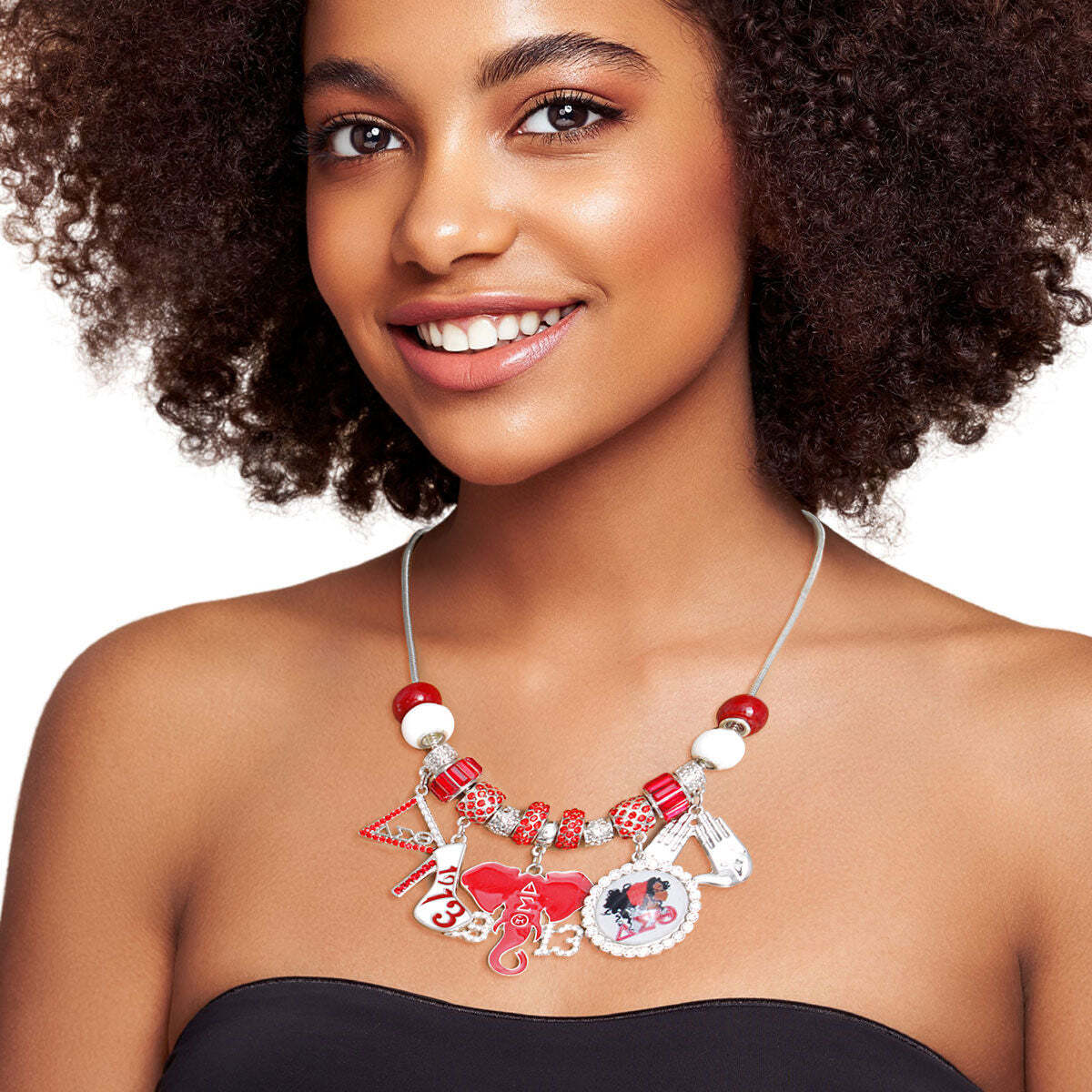 Red White DST Charm Necklace|18 inches - Luminous Bear Shop