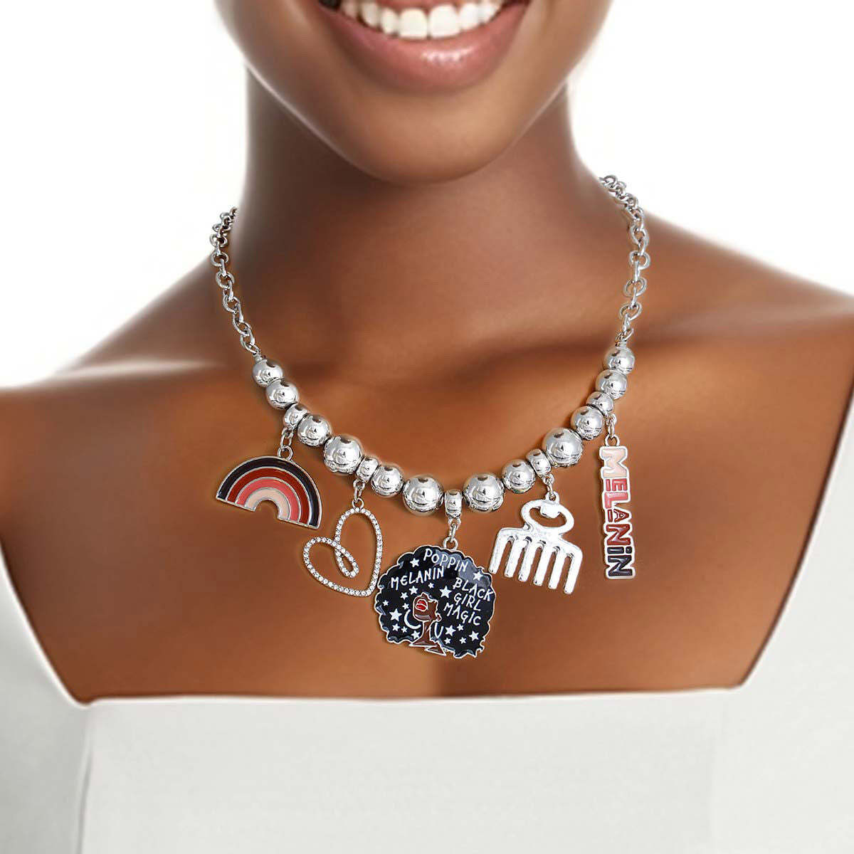 Silver Melanin Poppin Charm Chain - Luminous Bear Shop