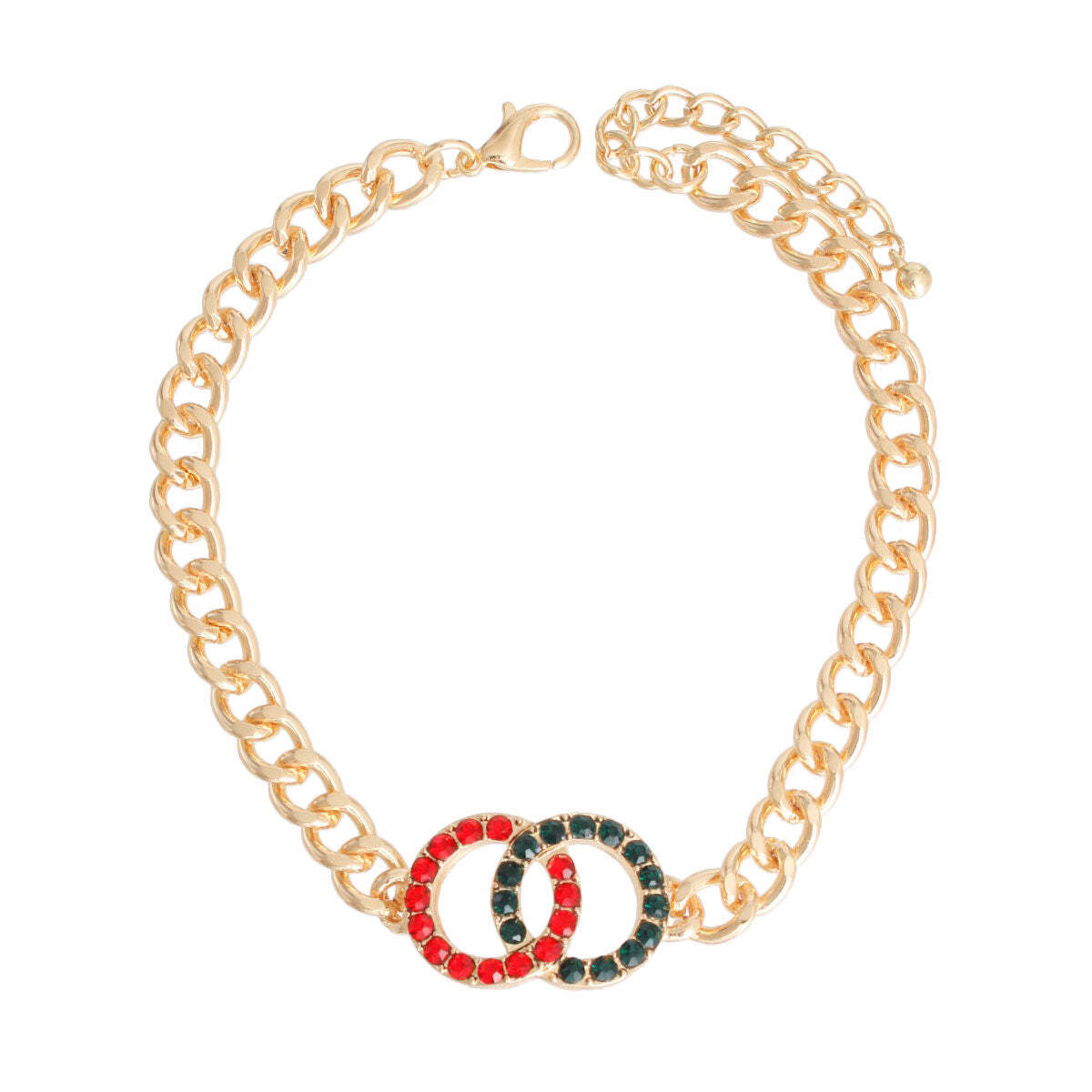 Red Green Linked Ring Stone Anklet - Luminous Bear Shop