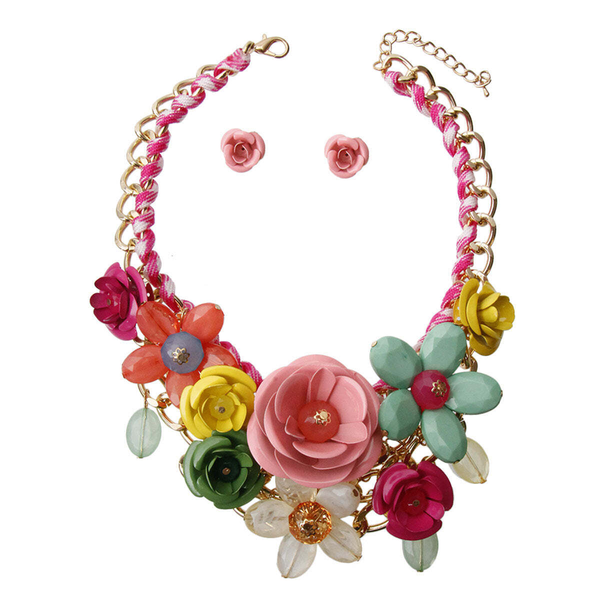 Bright Rose Chunky Collar Necklace - Luminous Bear Shop