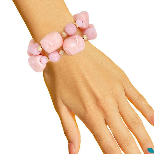 Light Pink Marbled Bead Bracelets - Luminous Bear Shop