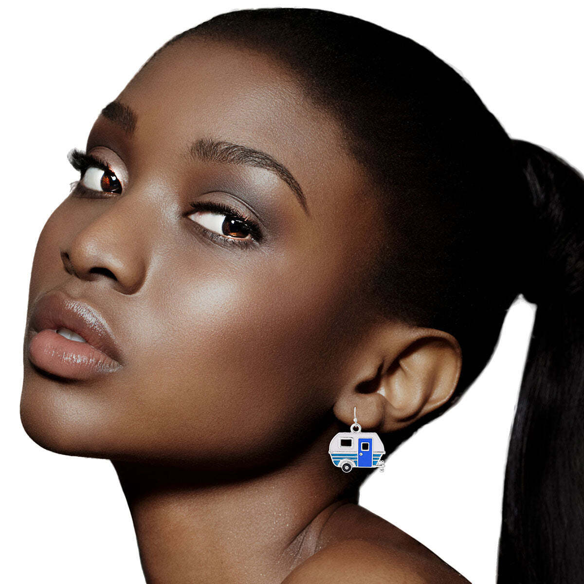 Silver and Blue Camper Earrings - Luminous Bear Shop