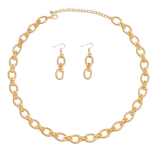 Twisted Oval Gold Metal Chain Set - Luminous Bear Shop