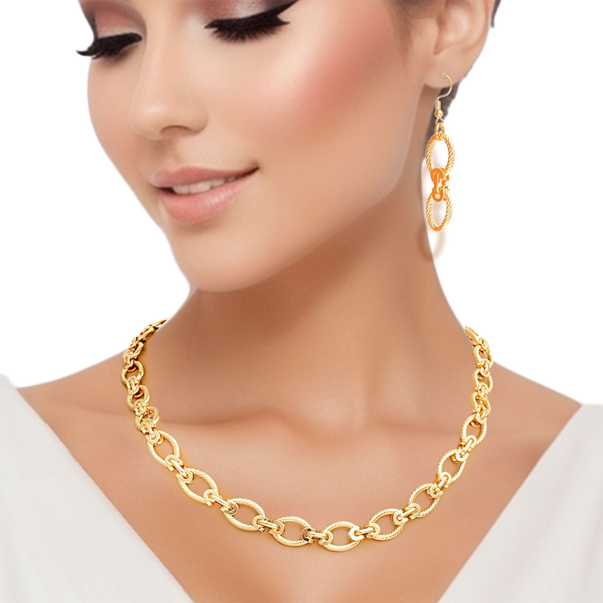 Twisted Oval Gold Metal Chain Set - Luminous Bear Shop
