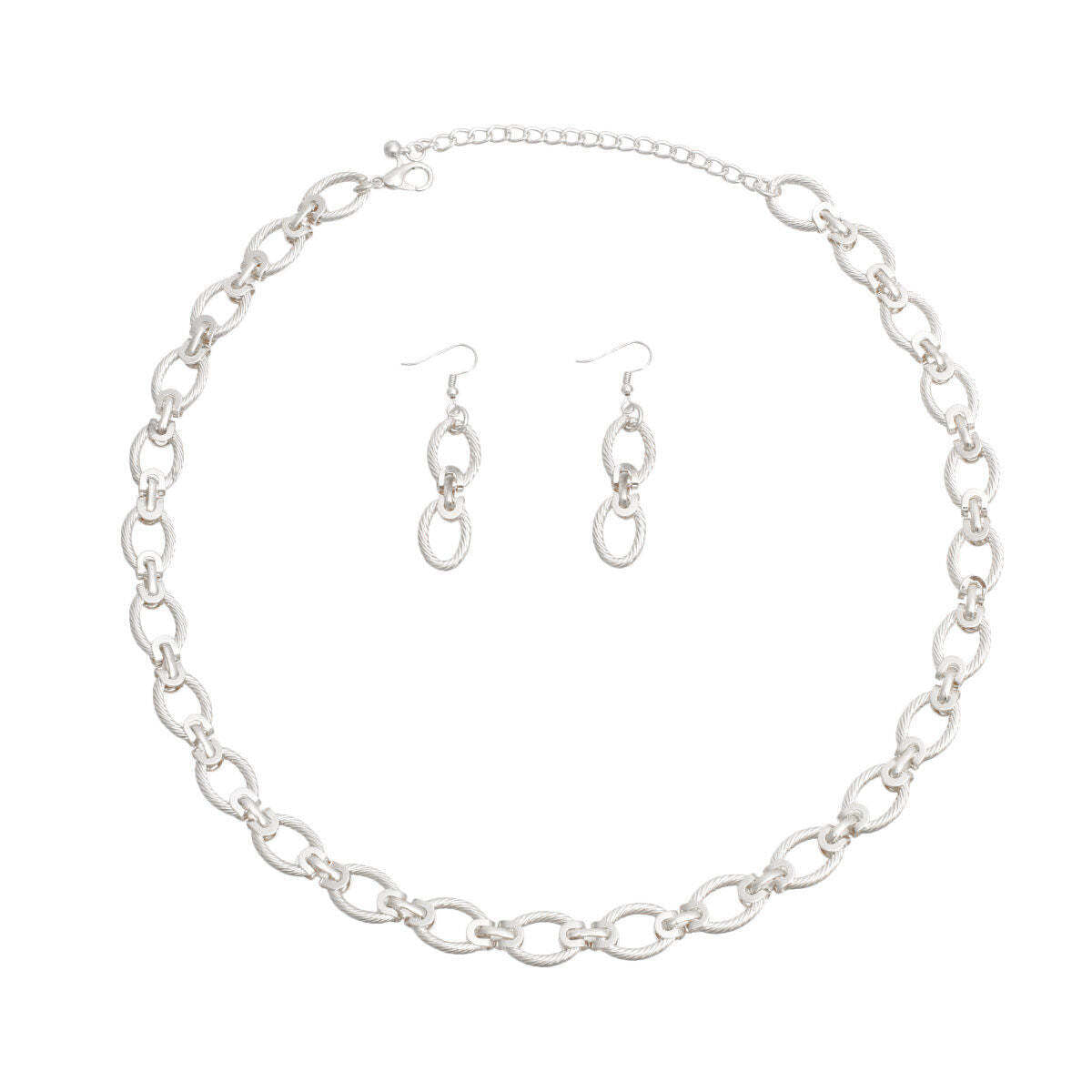 Twisted Oval Silver Metal Chain Set - Luminous Bear Shop