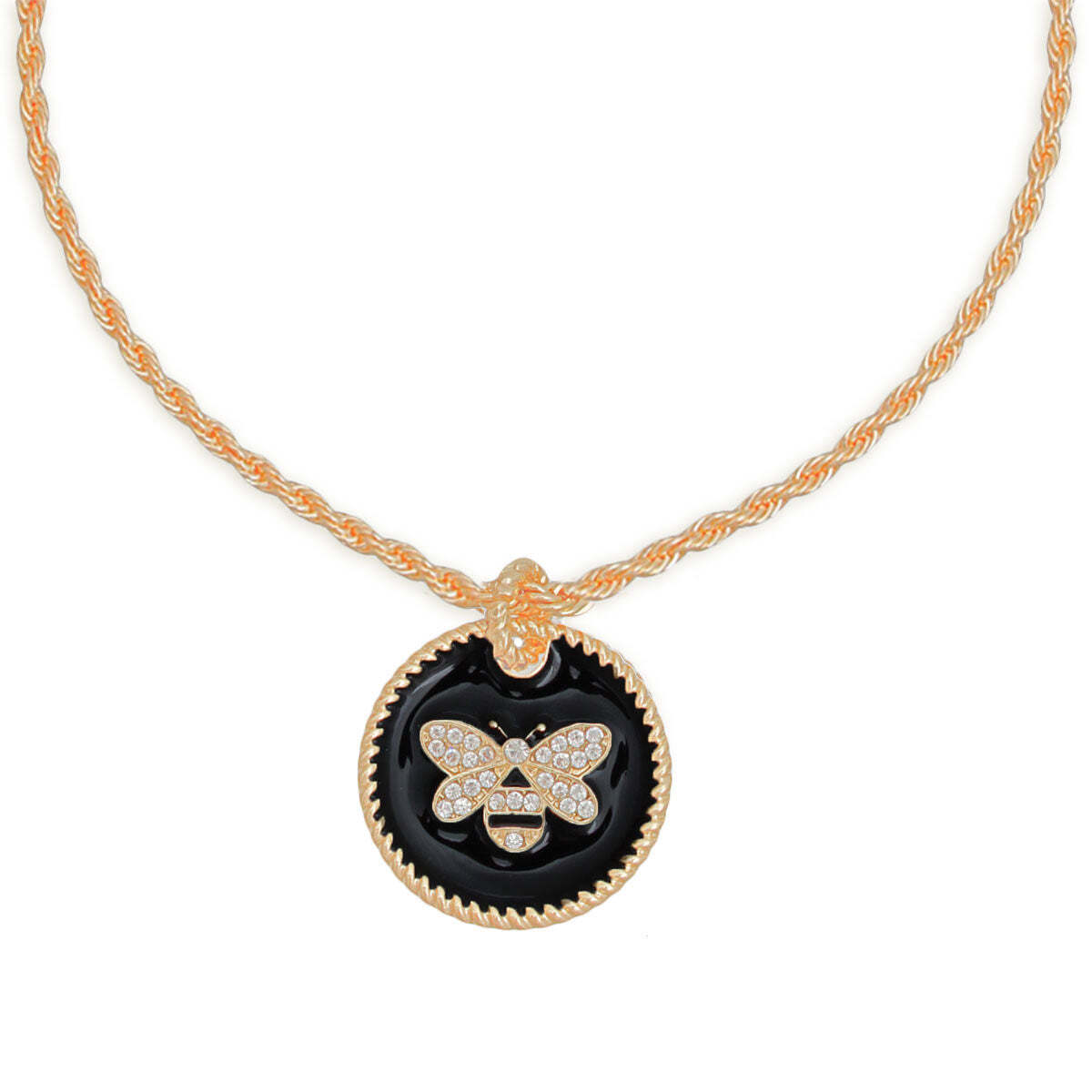 Black Bee Pendant Gold Twisted Chain - Luminous Bear Shop