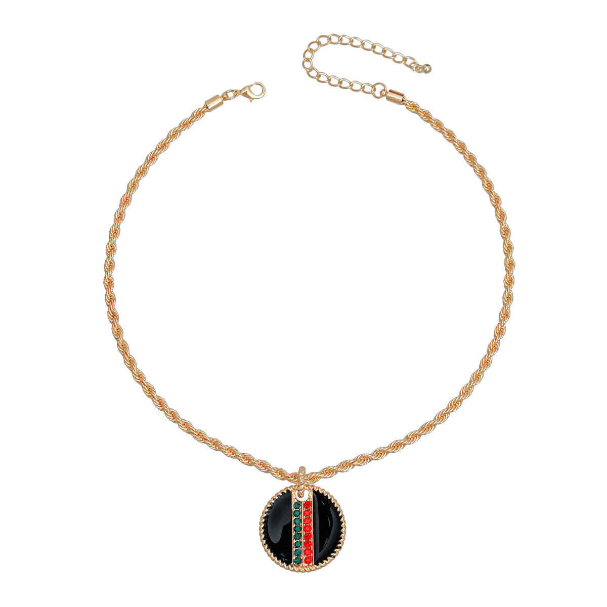 Black Stripe Pendant Gold Twisted Chain - Luminous Bear Shop