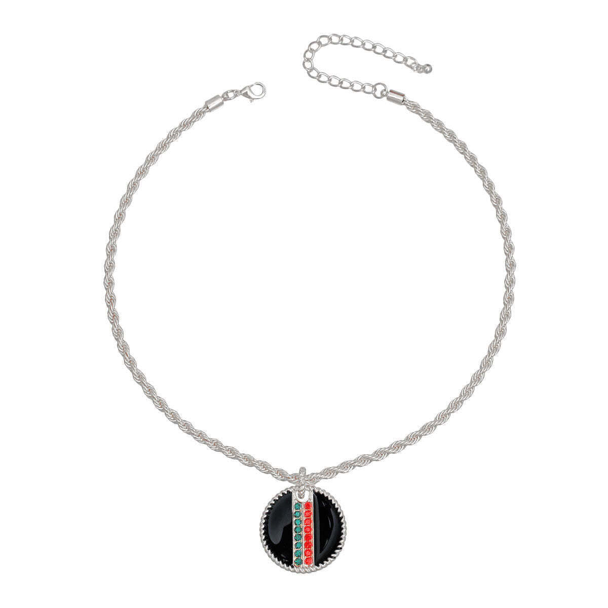 Black Stripe Pendant Silver Twisted Chain - Luminous Bear Shop