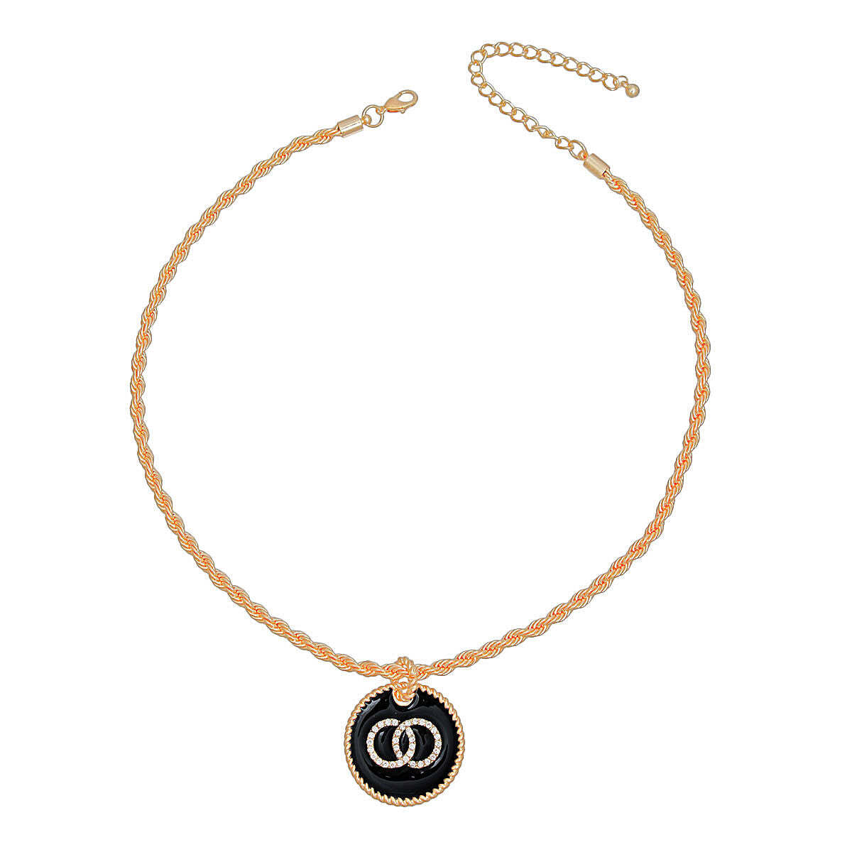 Black Infinity Pendant Gold Twisted Chain - Luminous Bear Shop