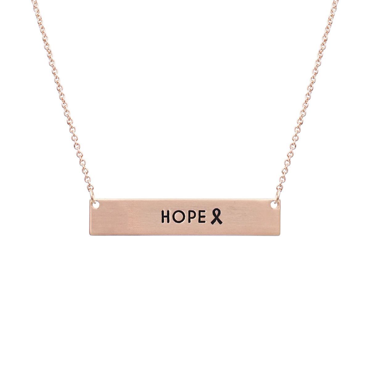 Rose Gold Ribbon HOPE Plate Necklace - Luminous Bear Shop