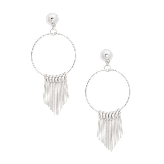 Silver Bar Fringe Circle Earrings - Luminous Bear Shop