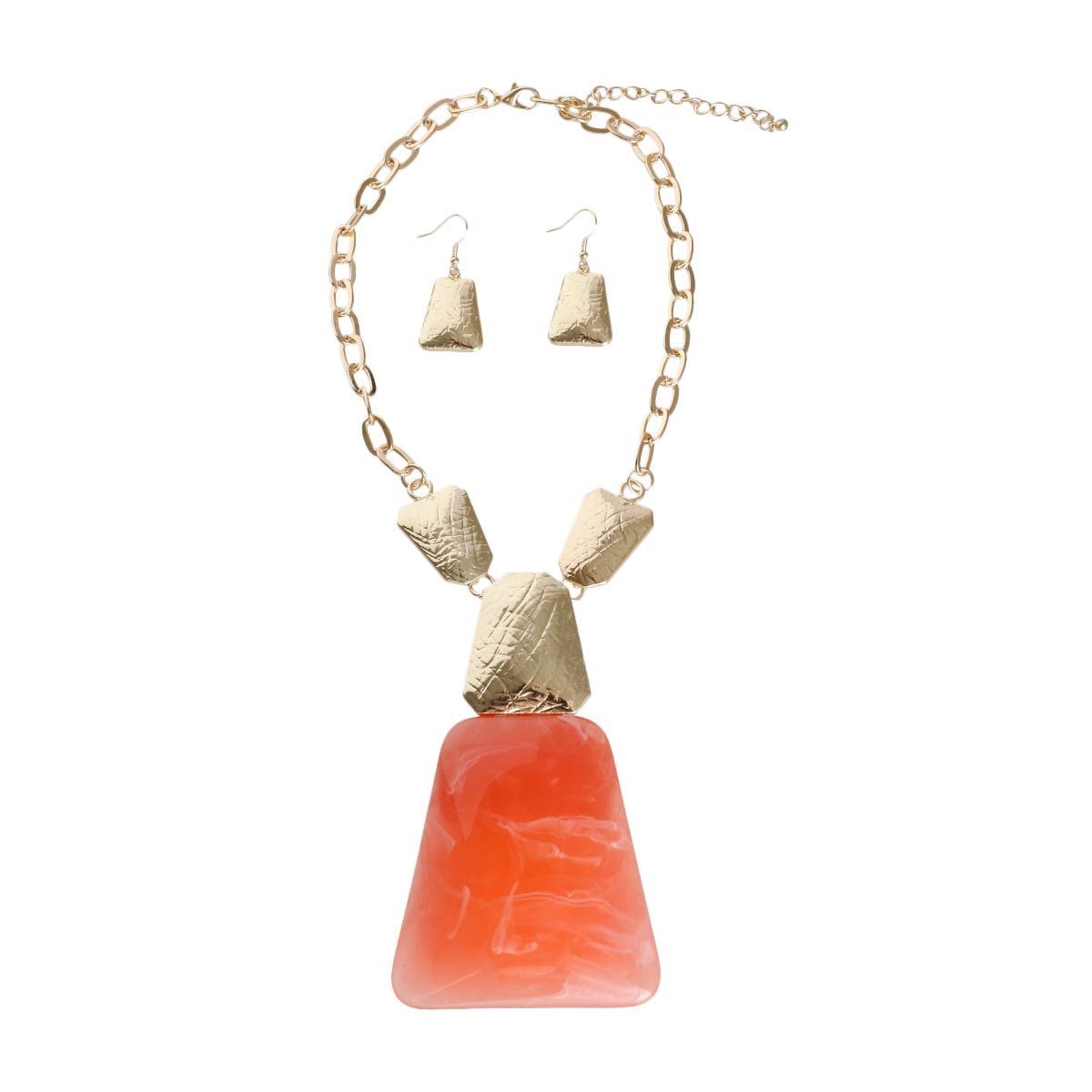 Salmon Pink Marbled Cable Chain Necklace - Luminous Bear Shop