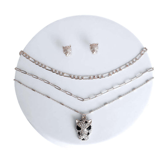 Silver Leopard Layered Chain Necklace - Luminous Bear Shop