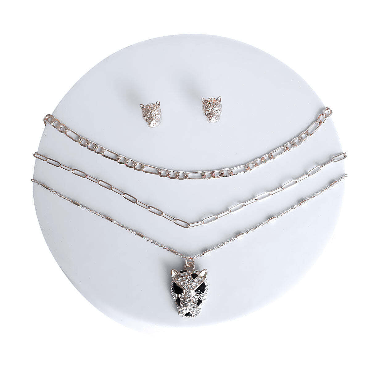 Silver Leopard Layered Chain Necklace - Luminous Bear Shop