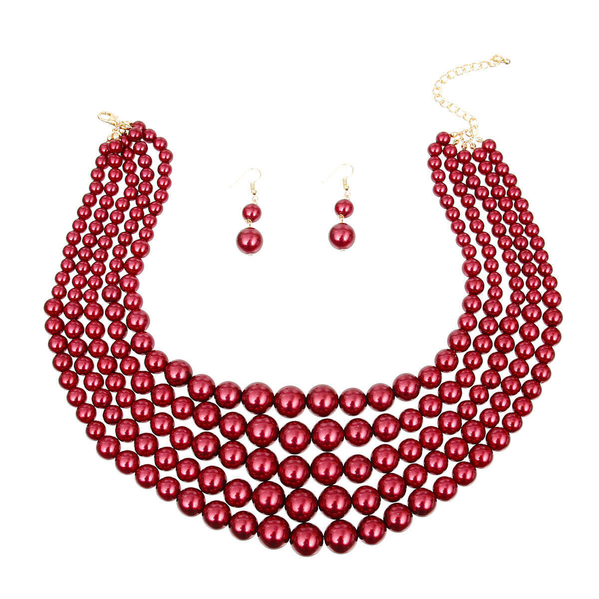Crimson Pearl Ensemble Necklace Set - Luminous Bear Shop