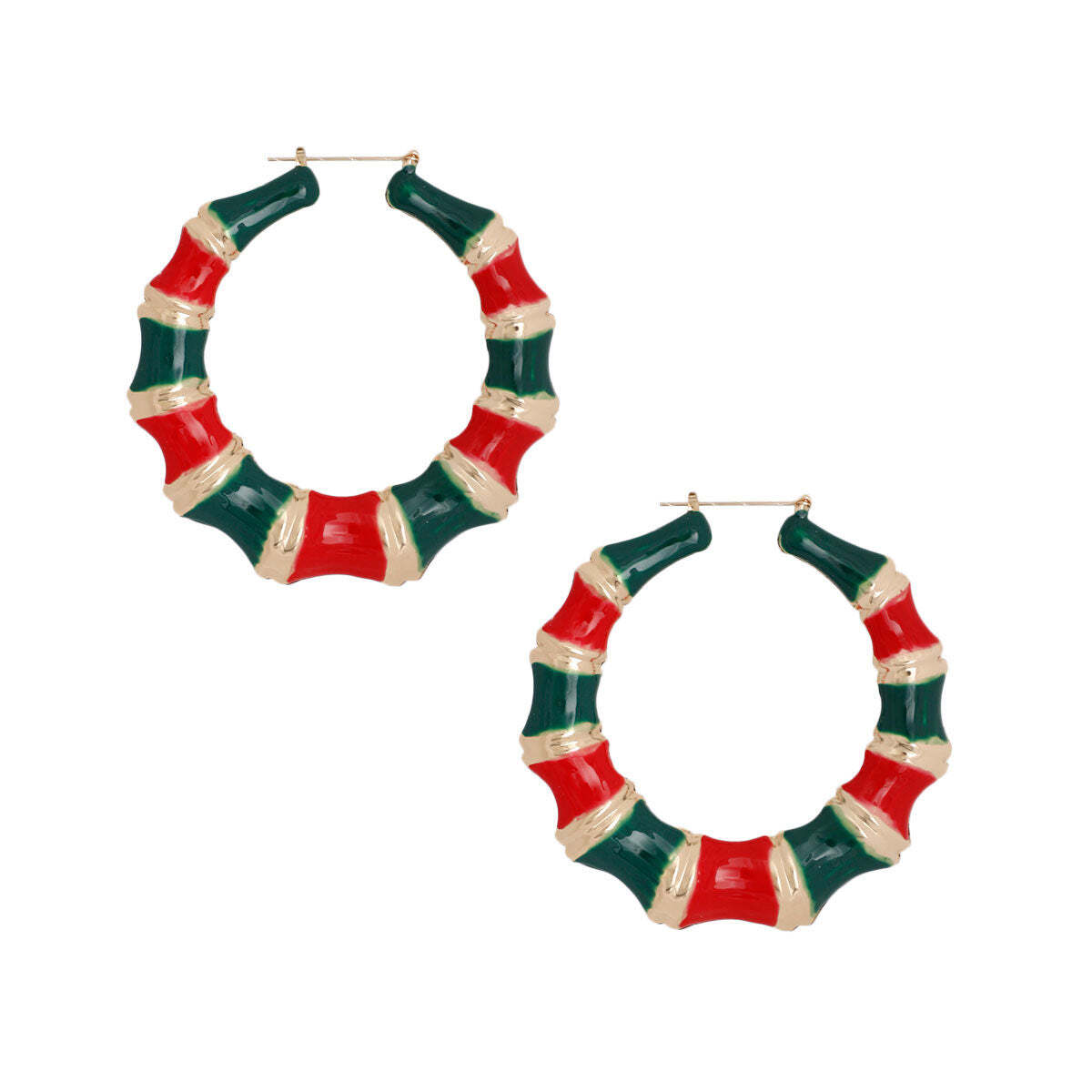 Red and Green Color Bamboo Hoops - Luminous Bear Shop