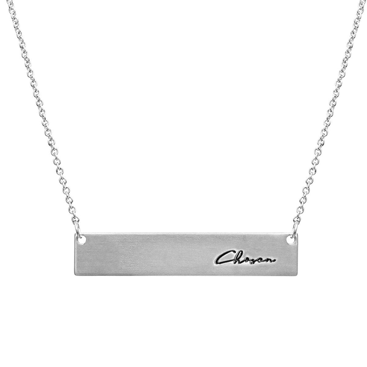 Silver Script Chosen Plate Necklace - Luminous Bear Shop