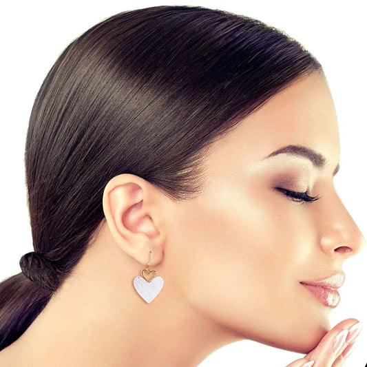 Scratched Heart Drop Earrings - Luminous Bear Shop