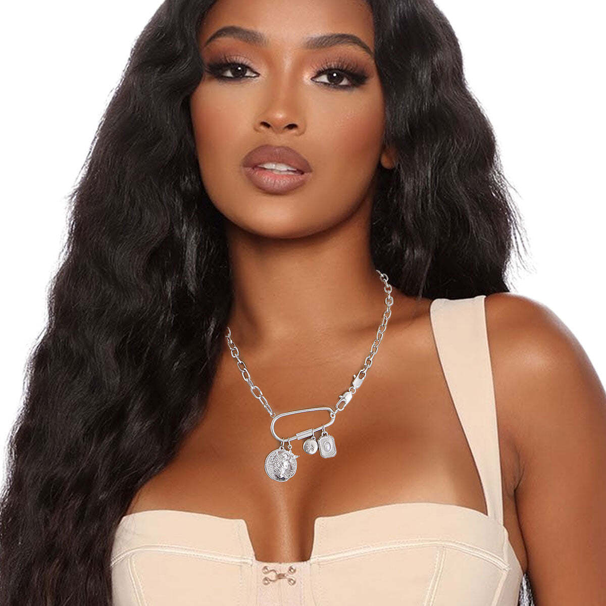 Silver Coin Screw Carabiner Chain - Luminous Bear Shop