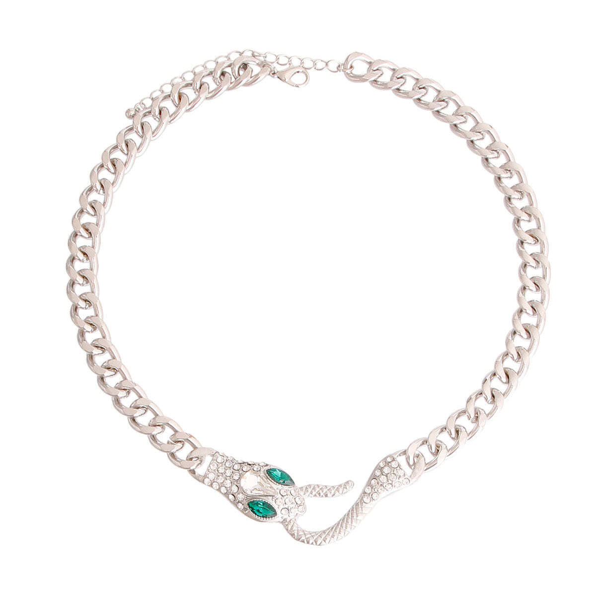 Serpentine Splendor: Silver Chain Necklace - Luminous Bear Shop