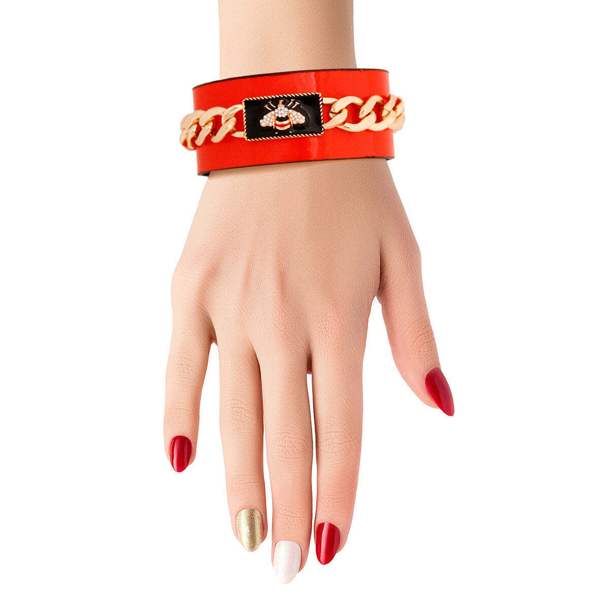 Bee-luxe Cuff: Red Bespoke Chain - Luminous Bear Shop