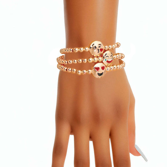 Gold Emoji Stretch Bracelets - Luminous Bear Shop