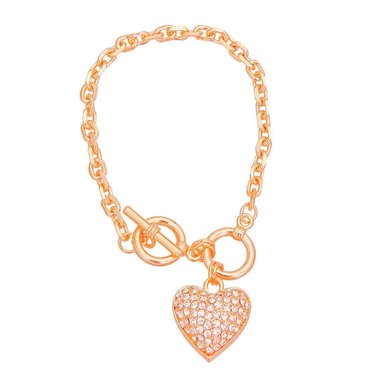 Gold Chain 3D Heart Bracelet - Luminous Bear Shop