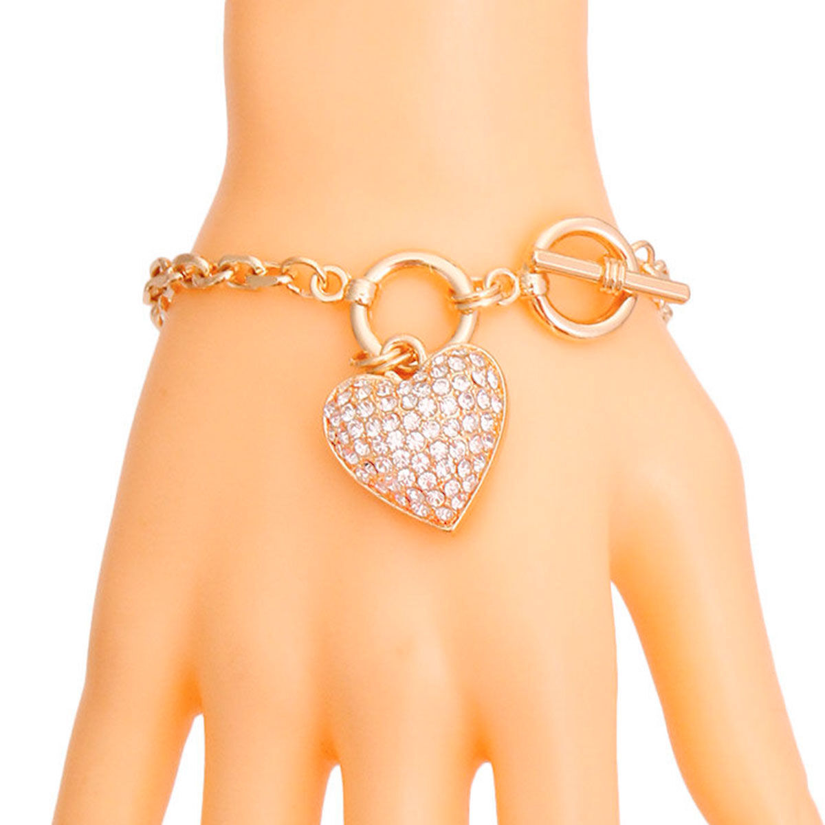 Gold Chain 3D Heart Bracelet - Luminous Bear Shop