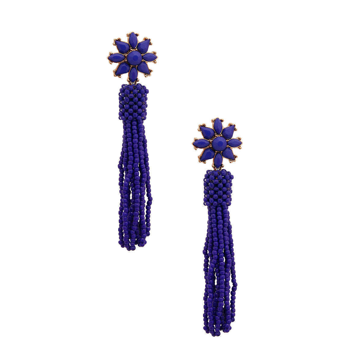 Blue Flower Seed Bead Earrings - Luminous Bear Shop