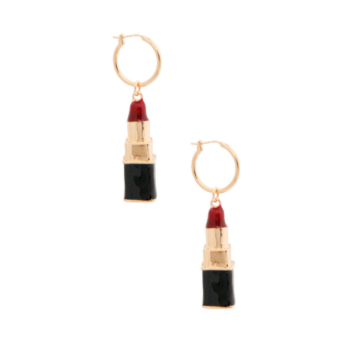 Burgundy Lipstick Charm Hoops - Luminous Bear Shop
