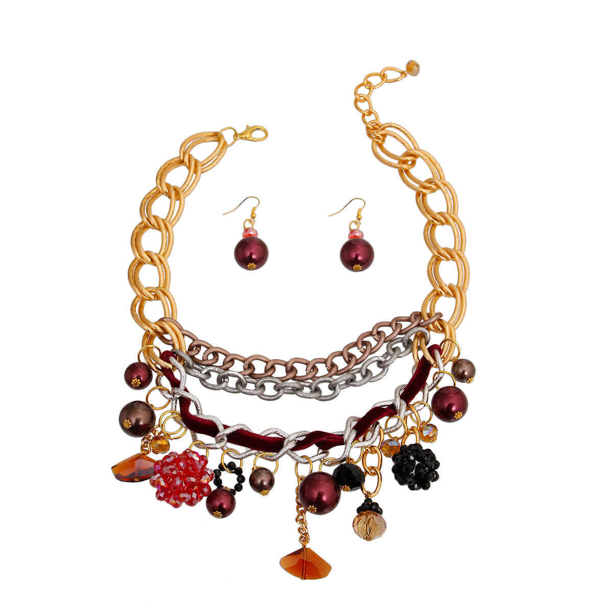 Red Charm Layered Chain Necklace - Luminous Bear Shop