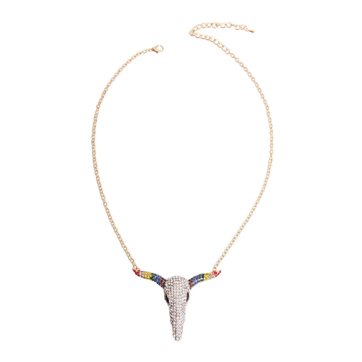 Rainbow Rhinestone Steer Necklace - Luminous Bear Shop